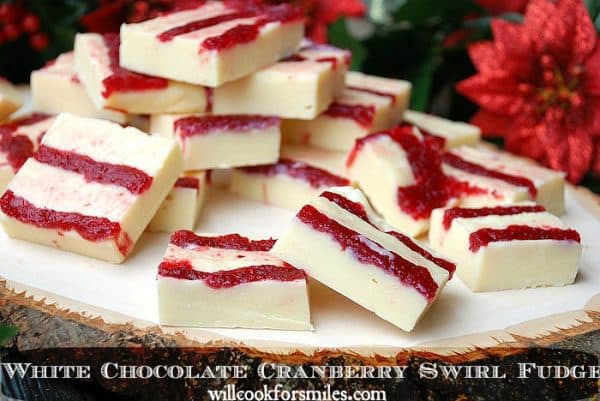 White Chocolate Cranberry Swirl Fudge