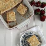 Strawberry Cheesecake Crumb bars-the delicious taste of Strawberry Cheesecake surrounded by a sweet crumb bar!