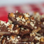 Brownie Brittle Toffee-crisp chocolate Brownie Brittle combined with buttery toffee and sprinkled with pecans! Makes a great gift if you can part with it!