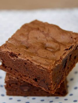 Chocolate Chip Brownies-moist fudgy brownies with a crispy top, theses are made in a 9 x 13 pan so there's enough for a crowd!