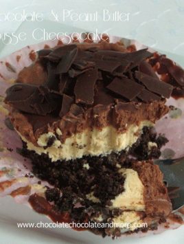 No Bake Chocolate Peanut Butter Mousse Cheesecake, so smooth and creamy, perfect for those too hot to bake summer days!