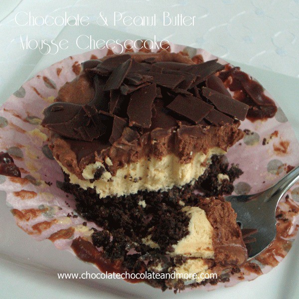 No Bake Chocolate Peanut Butter Mousse Cheesecake, so smooth and creamy, perfect for those too hot to bake summer days!