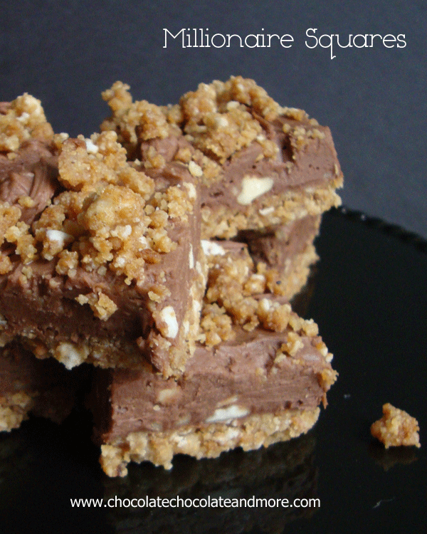 Millionaire Squares-delicious fudge filling and you won't believe what the crust is made of!