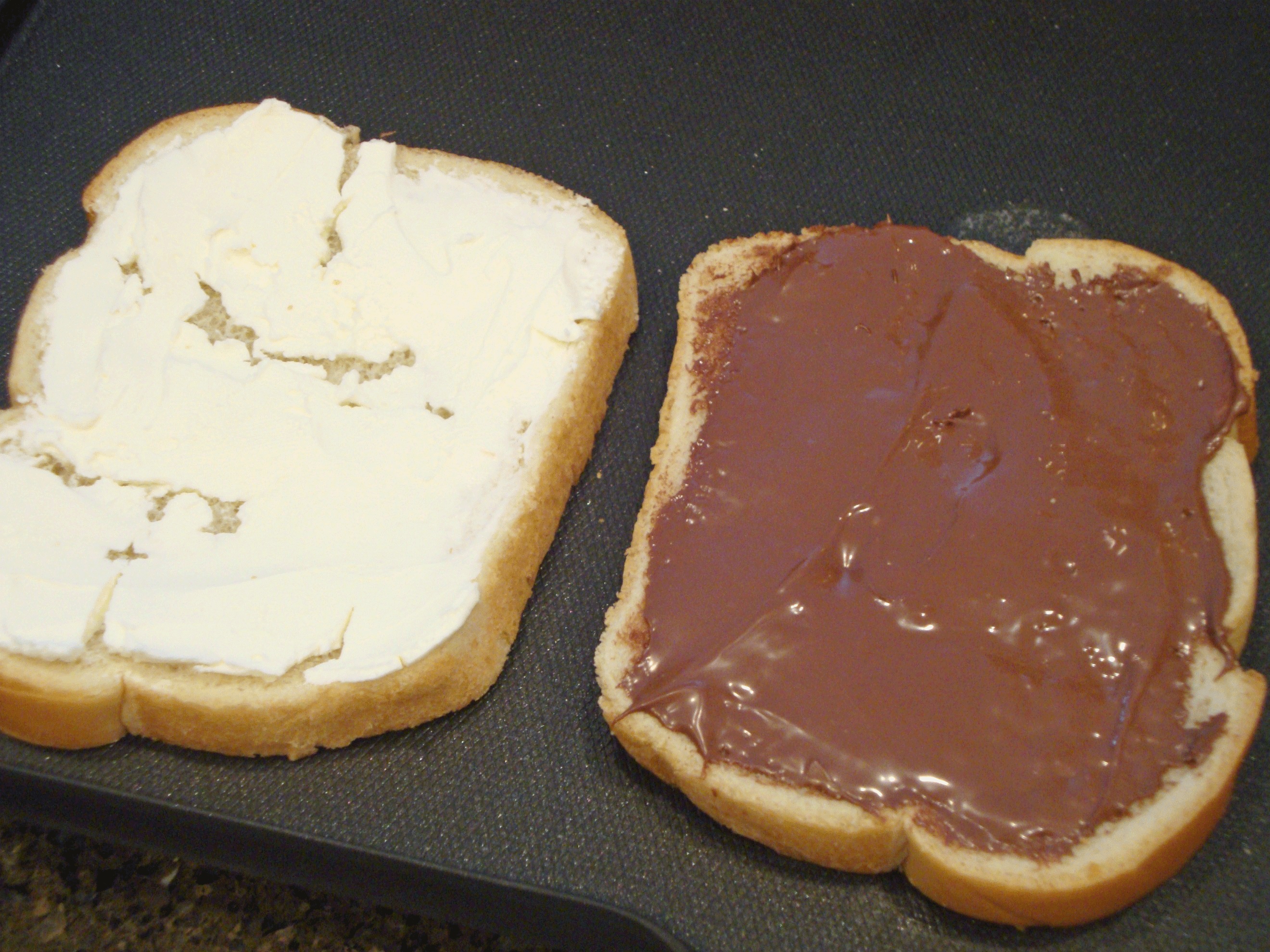 Grilled Nutella and Cream Cheese Sandwich with Strawberries Chocolate
