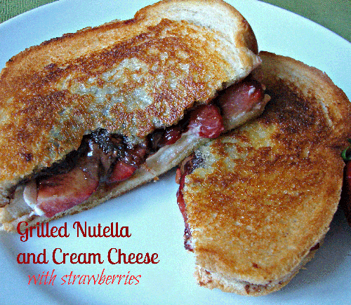 Grilled Nutella and Cream Cheese Sandwich with Strawberries