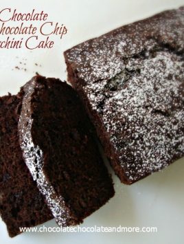 Chocolate Chocolate Chip Zucchini Cake-so rich, moist and full of chocolatey flavor!