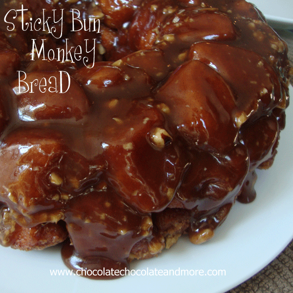 Sticky Bun Monkey Bread, a step up from plain Monkey Bread, Just look at all hat caramel, yum!