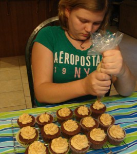 Devil's Food Cupcakes with Peanut Butter Frosting