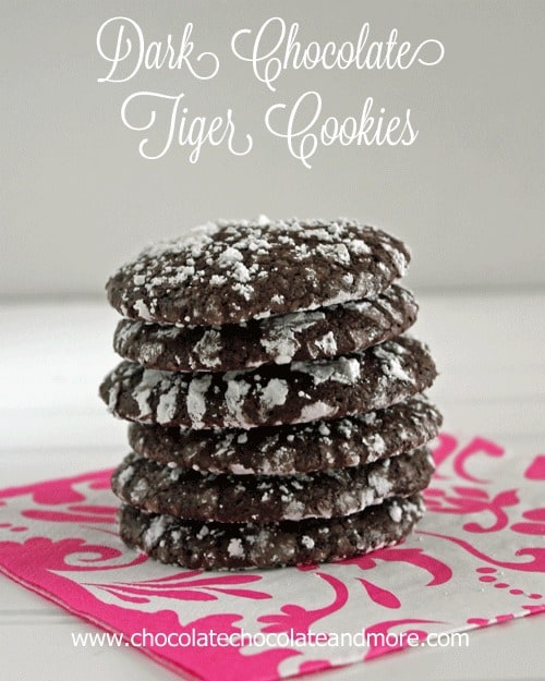 Dark Chocolate Tiger Cookies-using Special Dark Hershey's Cocoa makes all the difference in these cookies!