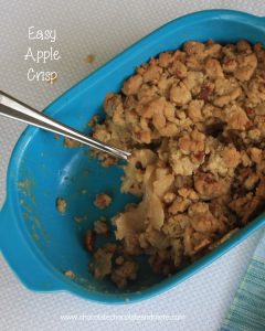This Quick Apple Crisp is so easy to make and the family loves it. I always keep a box of yellow cake mix in the cabinet just for this recipe!