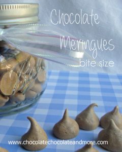 Chocolate Meringues-made with egg whites, these are naturally low fat, make them bite sized and they become candy!