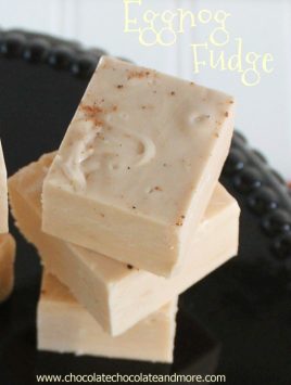 Eggnog Fudge-Smooth and creamy. A subtle eggnog flavor but not overwhelming, the perfect Christmas Fudge.