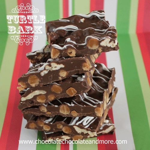 Turtle Bark-Chocolate, Pecans and Caramel all come together in this easy to make Bark.