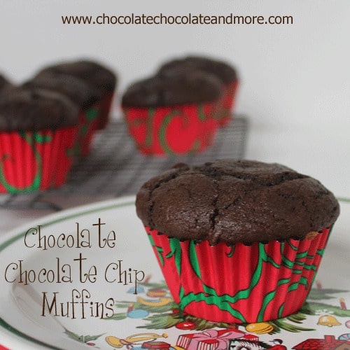 The Ultimate Chocolate Chocolate Chip Muffins-perfect with your morning coffee or as an afternoon snack.
