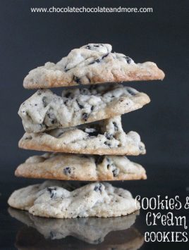 Cookies and Cream Cookies, made with both Oreos and Hershey's Cookies and Cream Chocolate Bars!