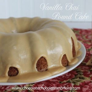 Vanilla Chai pound Cake-A delightful blend of vanilla and spice using Bigelow Tea for a unique flavor.