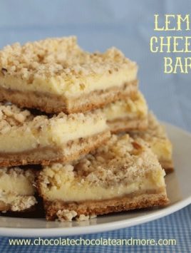 Lemon Cheese Bars-just the right combination of lemon, sweetness and cheesecake with a crumb topping.