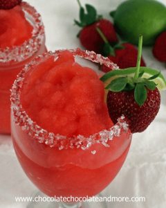 Strawberry Margarita Slurpees for Cinco de Mayo-with or without alcohol, they're tasty and fun to drink