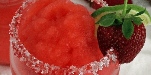Strawberry Margarita Slurpees for Cinco de Mayo-with or without alcohol, they're tasty and fun to drink