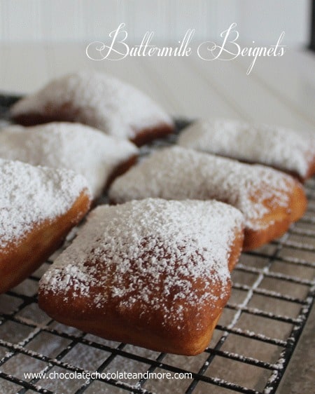 Buttermilk Beignets- a yummy, yeasty, powdered sugared drenched taste of heaven.