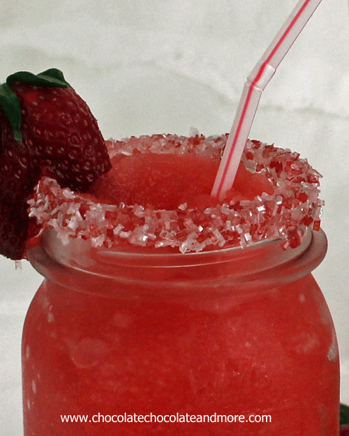 Strawberry Margarita Slurpees for Cinco de Mayo-with or without alcohol, they're tasty and fun to drink