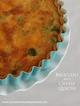 Broccoli and Cheddar Cheese Quiche from www.chocolatechocolateandmore.com