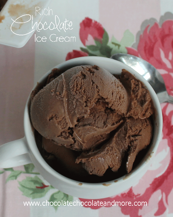 Rich Creamy Chocolate Ice Cream made with a custard base