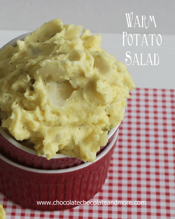 Warm Potato Salad, great as a side dish or as an appetizer served with chips