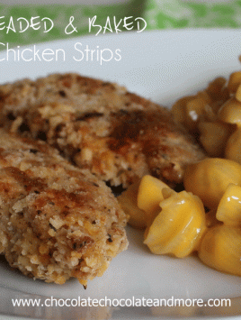 Breaded and Baked Chicken Strips with Velveeta #CheesyShells