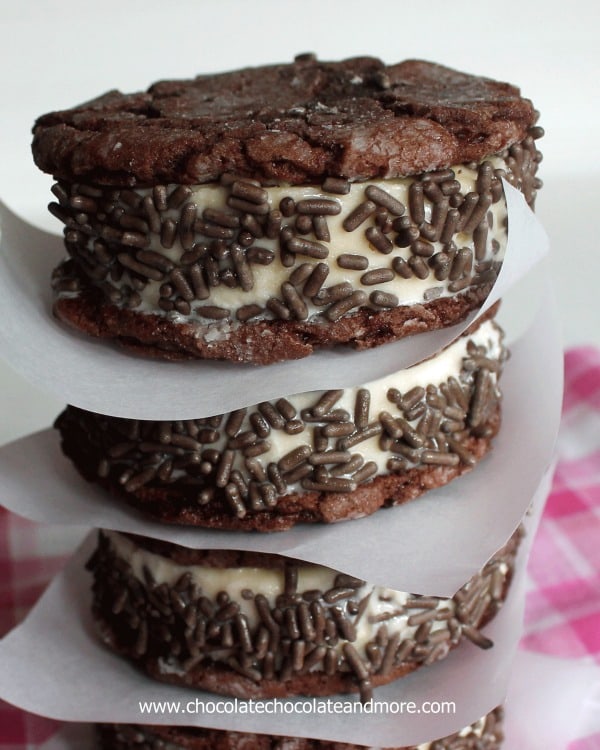 Easy Ice Cream Sandwiches made with homemade Chocolate Cookies