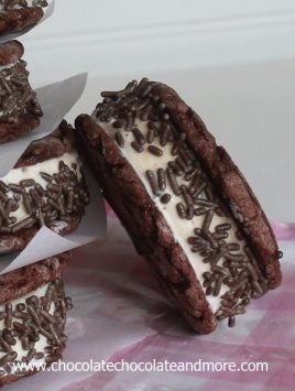Easy Ice Cream Sandwiches made with homemade Chocolate Cookies