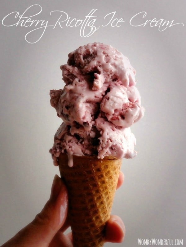 Cherry Ricotta Ice Cream from Wonky Wonderful featured at Thursday's Treasures