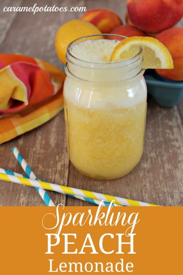 Spakling Peach Lemonade from Caramel Potatoes featured at Thursday's Treasures