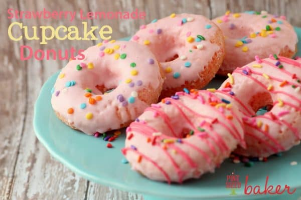 PS Strawberry Lemonade Cupcake Donuts from PintSizedBaker featured at ChocolateChocolateandmore