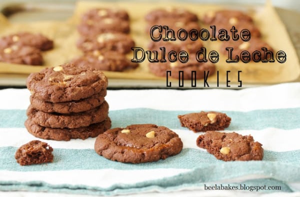 chocolate dulce de leche cookies from BeelaBakes featured at ChocolateChocolateandmore