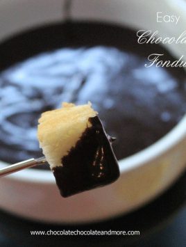 Easy Chocolate Fondue, perfect for dipping fresh fruit, cake, marshmallows, fun for the whole family!