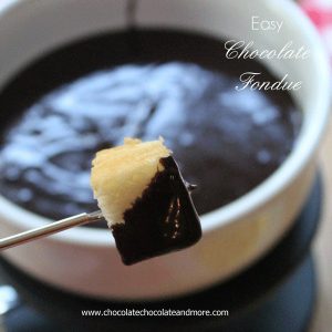 Easy Chocolate Fondue, perfect for dipping fresh fruit, cake, marshmallows, fun for the whole family!