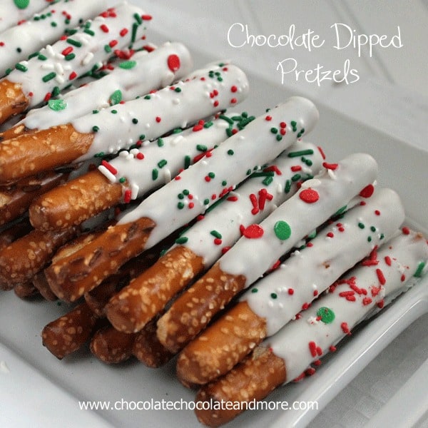 White Chocolate Dipped Pretzel Rods-easy to make and always make a great impression! Change up the sprinkles to match any holiday or occasion.