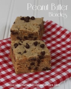 Peanut Butter Blondie Bars-with peanut butter chips and mini chocolate chips!