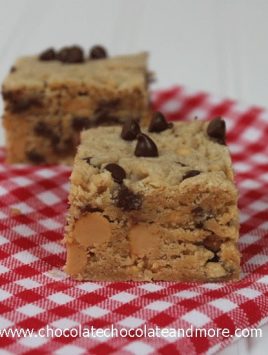 Peanut Butter Blondie Bars-with peanut butter chips and mini chocolate chips!