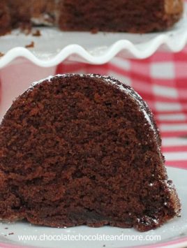 Chocolate Applesauce Bundt Cake-using applesauce makes for a delicious, moist cake, no frosting needed.