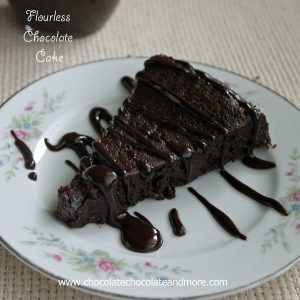 Flourless Chocolate Cake drizzled with Chocolate Ganache