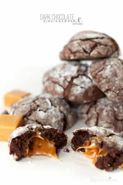 Dark Chocolate Caramel Krinkles-50 Cookie Recipes to Fill Your Cookie Jar | www.chocolatechocolateandmore.com
