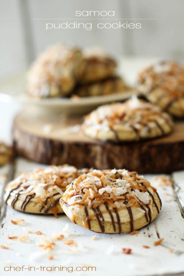 Samoa Pudding Cookies-50 Cookie Recipes to Fill Your Cookie Jar | www.chocolatechocolateandmore.com