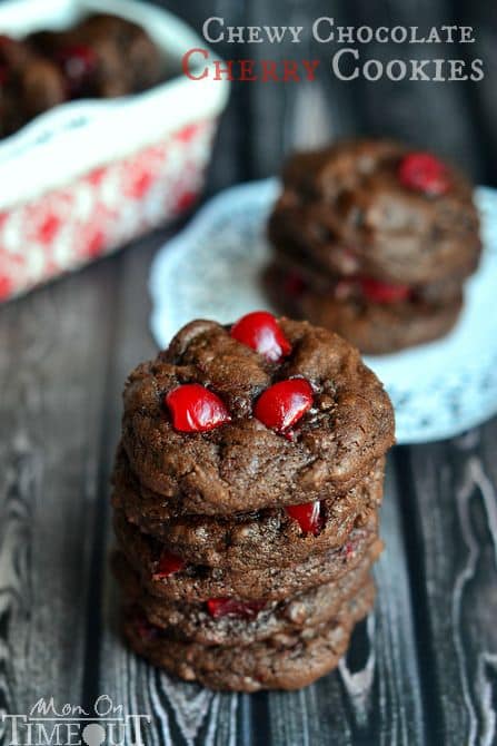 Chewy Chocolate Cherry Cookies-50 Cookie Recipes to Fill Your Cookie Jar | www.chocolatechocolateandmore.com