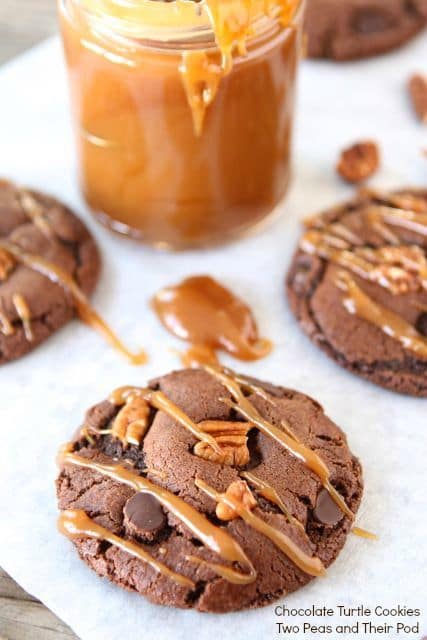 Chocolate Turtle Cookies-50 Cookie Recipes to Fill Your Cookie Jar | www.chocolatechocolateandmore.com