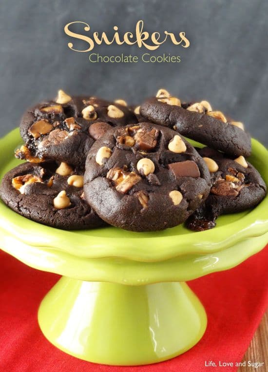 Snickers Chocolate Cookies-50 Cookie Recipes to Fill Your Cookie Jar | www.chocolatechocolateandmore.com