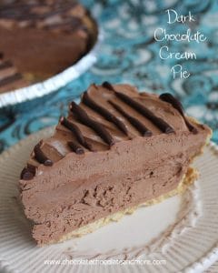 Dark Chocolate Cream Pie-don't let the lighter color fool you, this pie has all the rich flavor of dark chocolate in a creamy, cool pie!