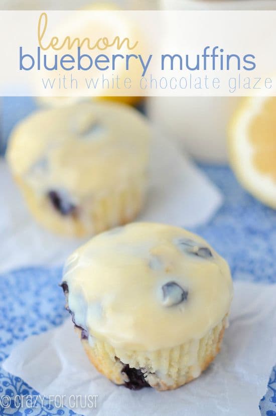 Lemon Blueberry Muffins with White Chocolate Glaze