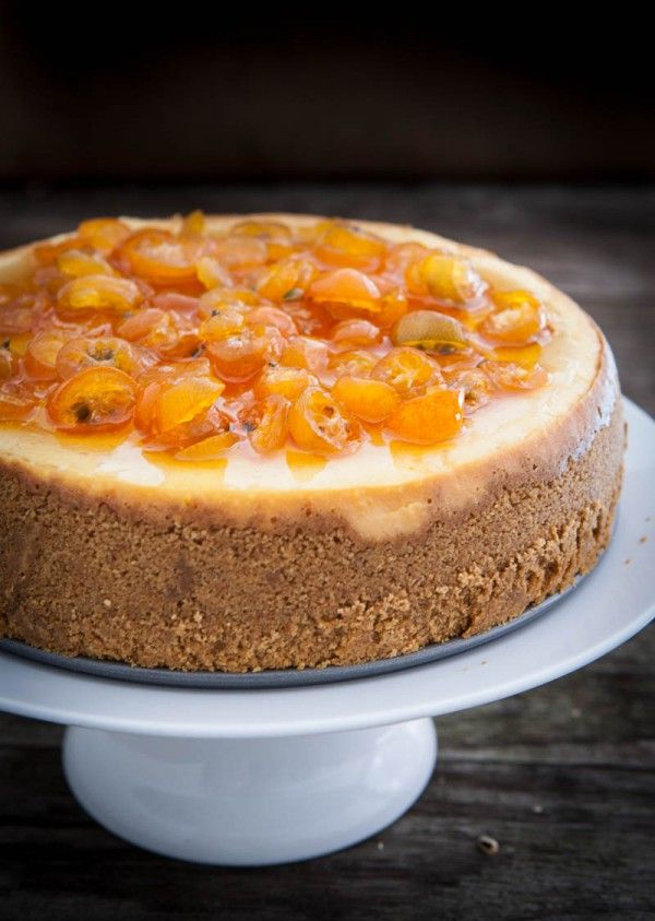 Orange Cheesecake with Candied Kumquats